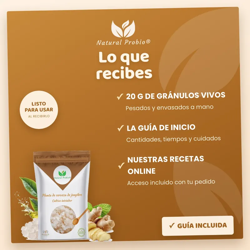 Lo que recibes: 20 g de gránulos, guía y recetas