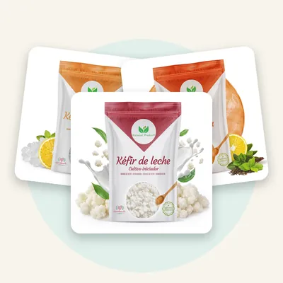 Kit completo: nódulos de kéfir de agua, de leche y SCOBY de kombucha